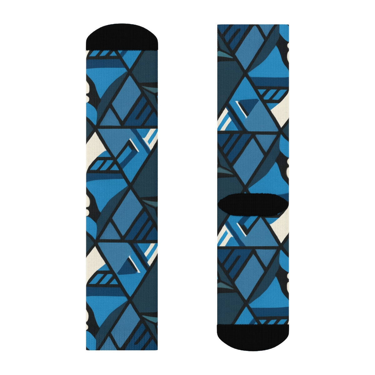 Blue Jay Crest Mosaic Tessellation On Slate Background comfortable cotton crew socks