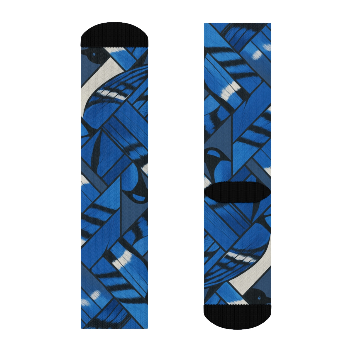 Blue Jay Feather Mosaic On Slate Background custom crew socks