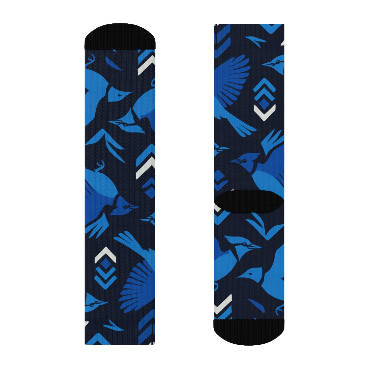 Blue Jay Geometric Flight Array On Navy Blue Background stylish athletic crew socks