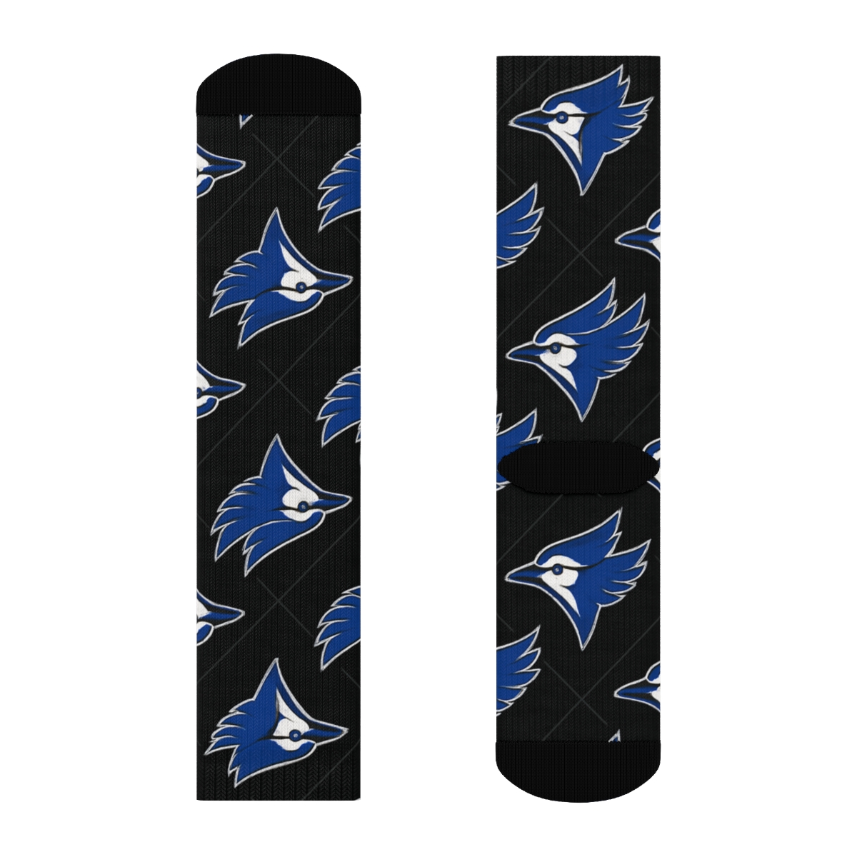 Blue Jays Flight Diamond Grid On Midnight Field soft everyday crew socks