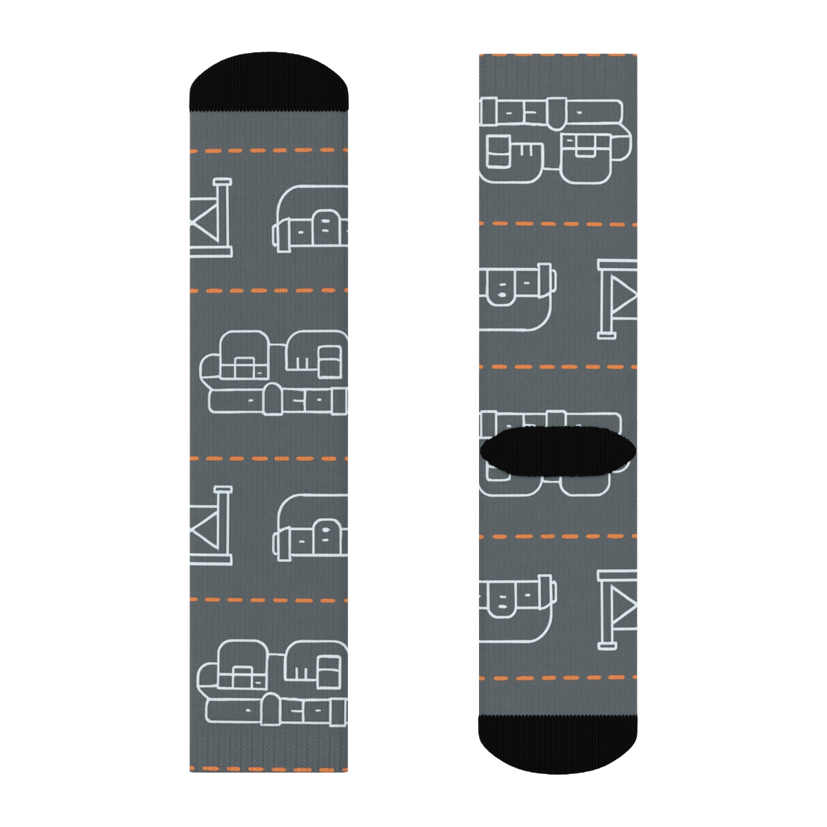 Blueprint Bands With Construction Worker Icons designer printed crew socks