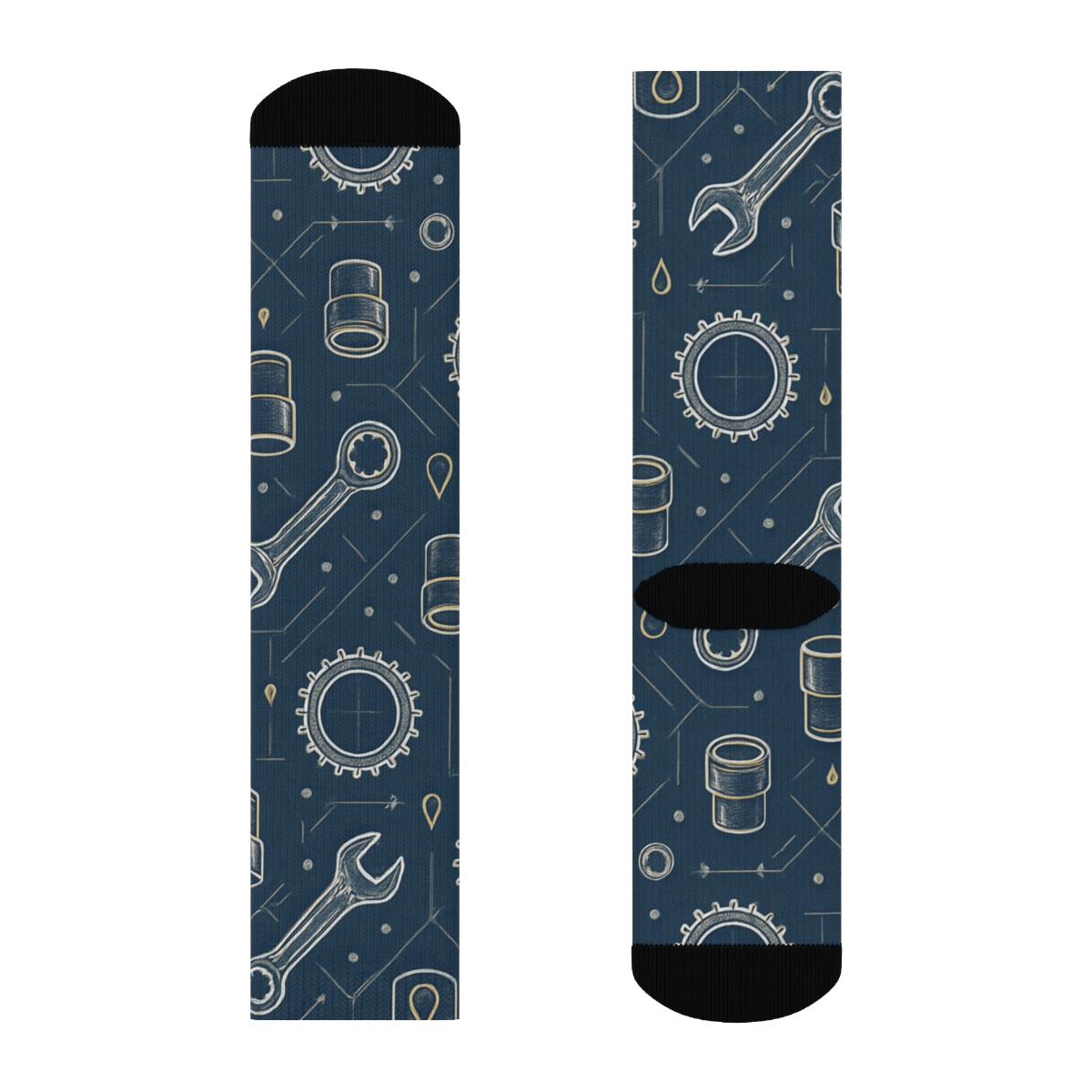 Blueprint Lattice With Mechanic Tool Constellations soft everyday crew socks