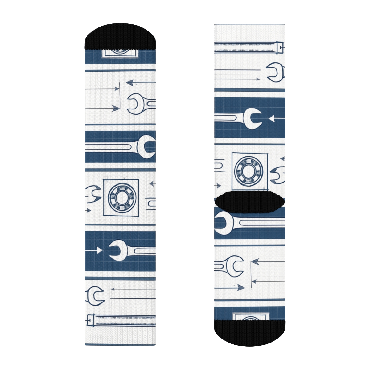 Blueprint Lattice With Mechanical Engineer Bands trendy patterned crew socks