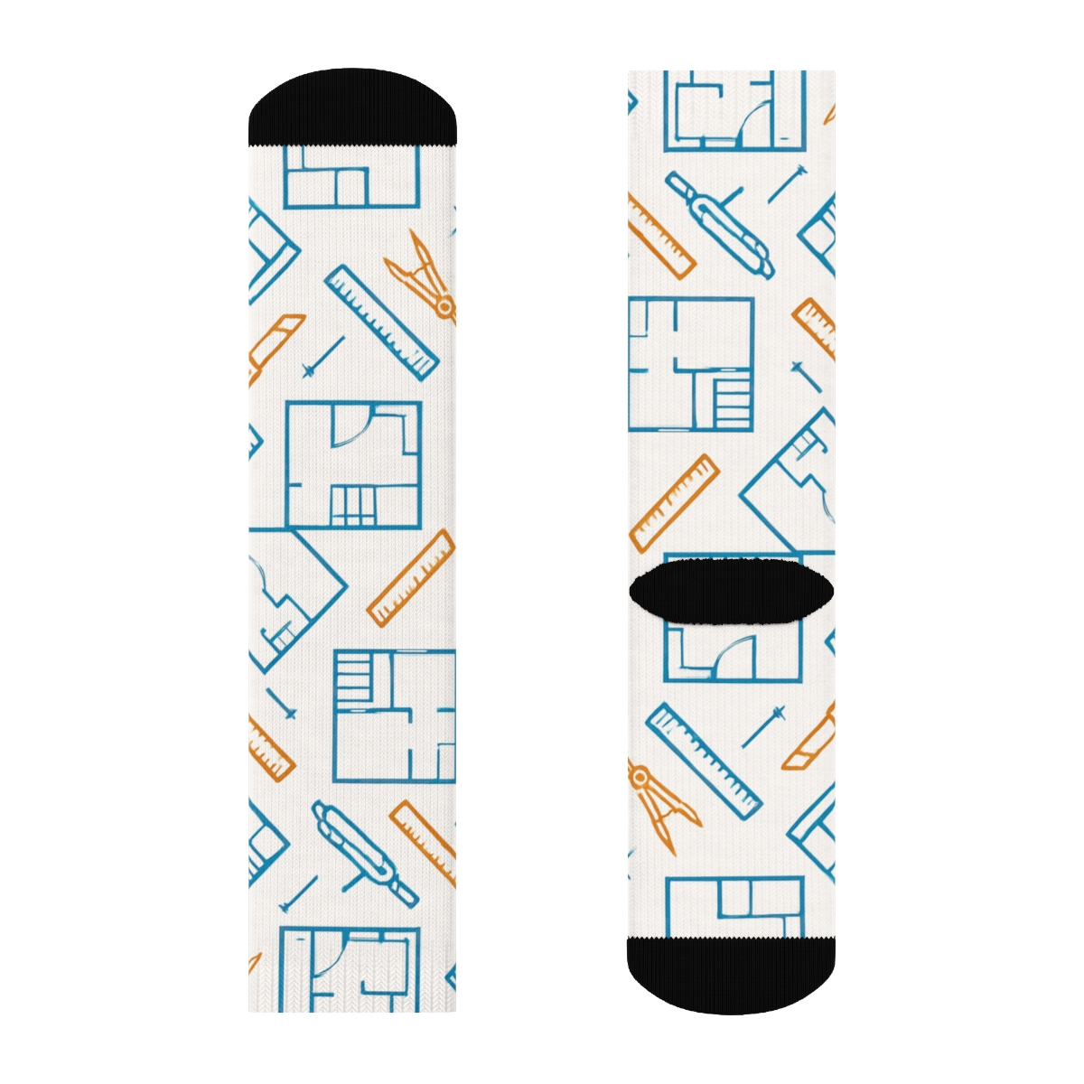 Blueprint Tiles With Architect Tools designer printed crew socks