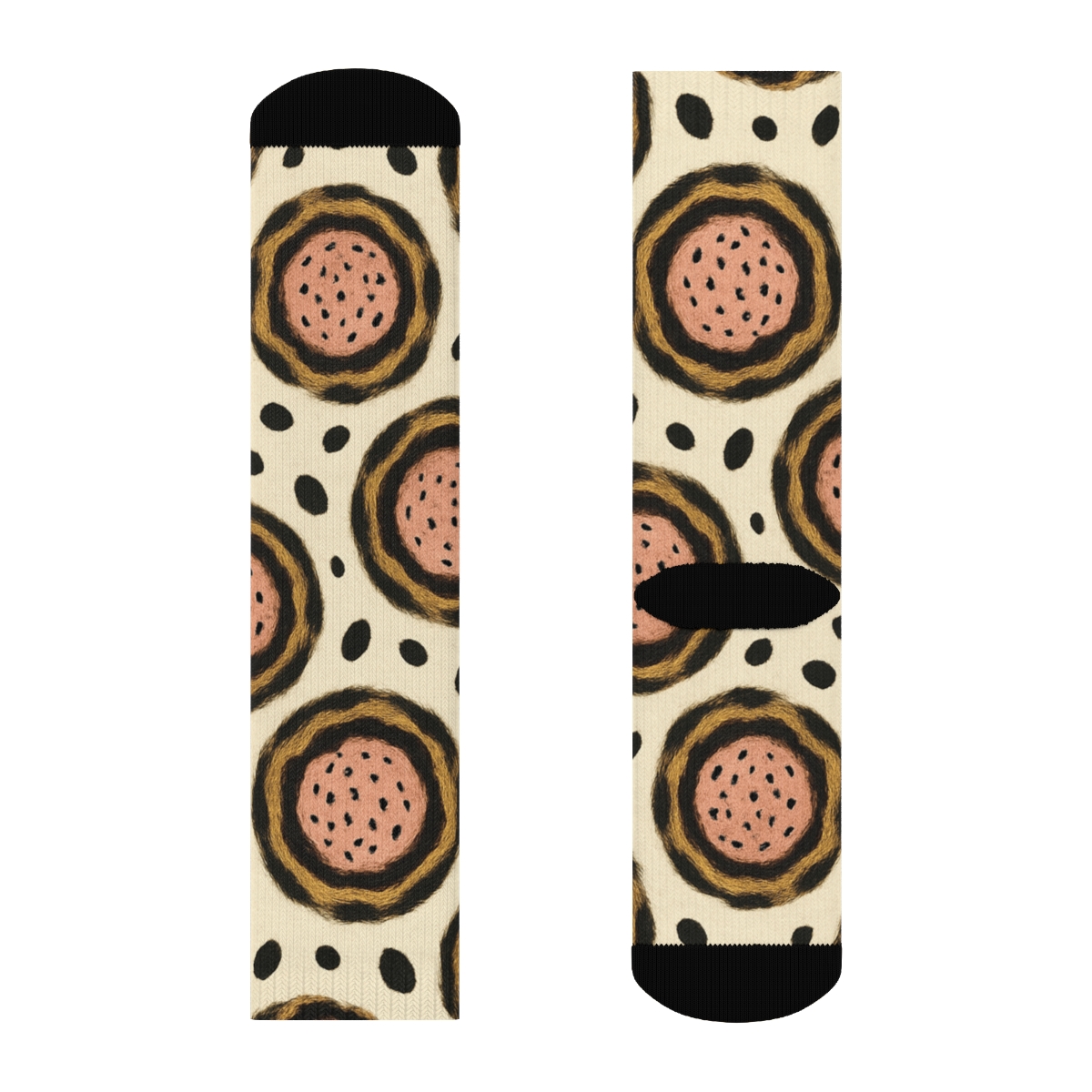 Blush Gold Rosette Medallions On Ivory Background comfortable cotton crew socks