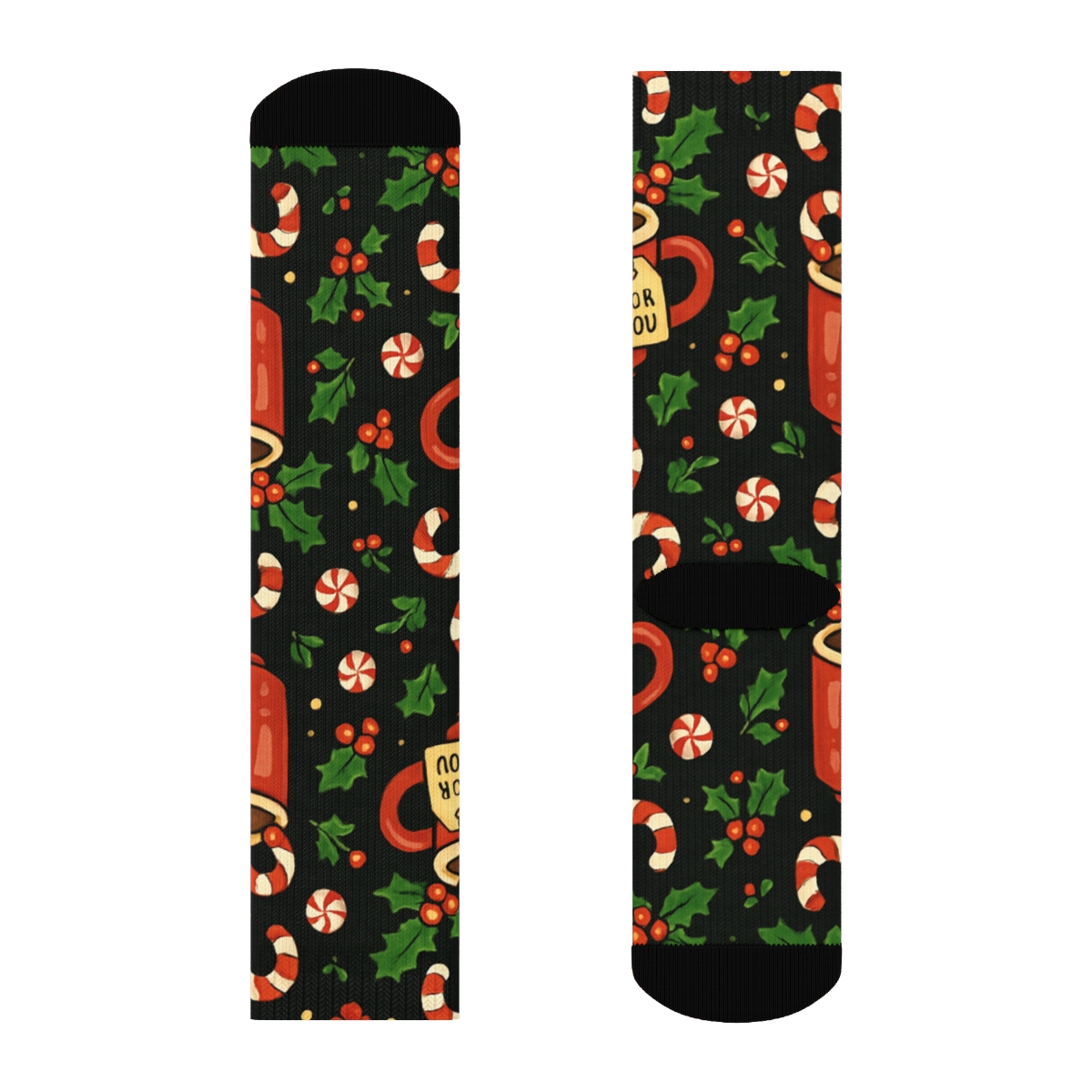 Bold Cartoon Party Pattern, Candy Canes Spotlight Scenes comfortable cotton crew socks