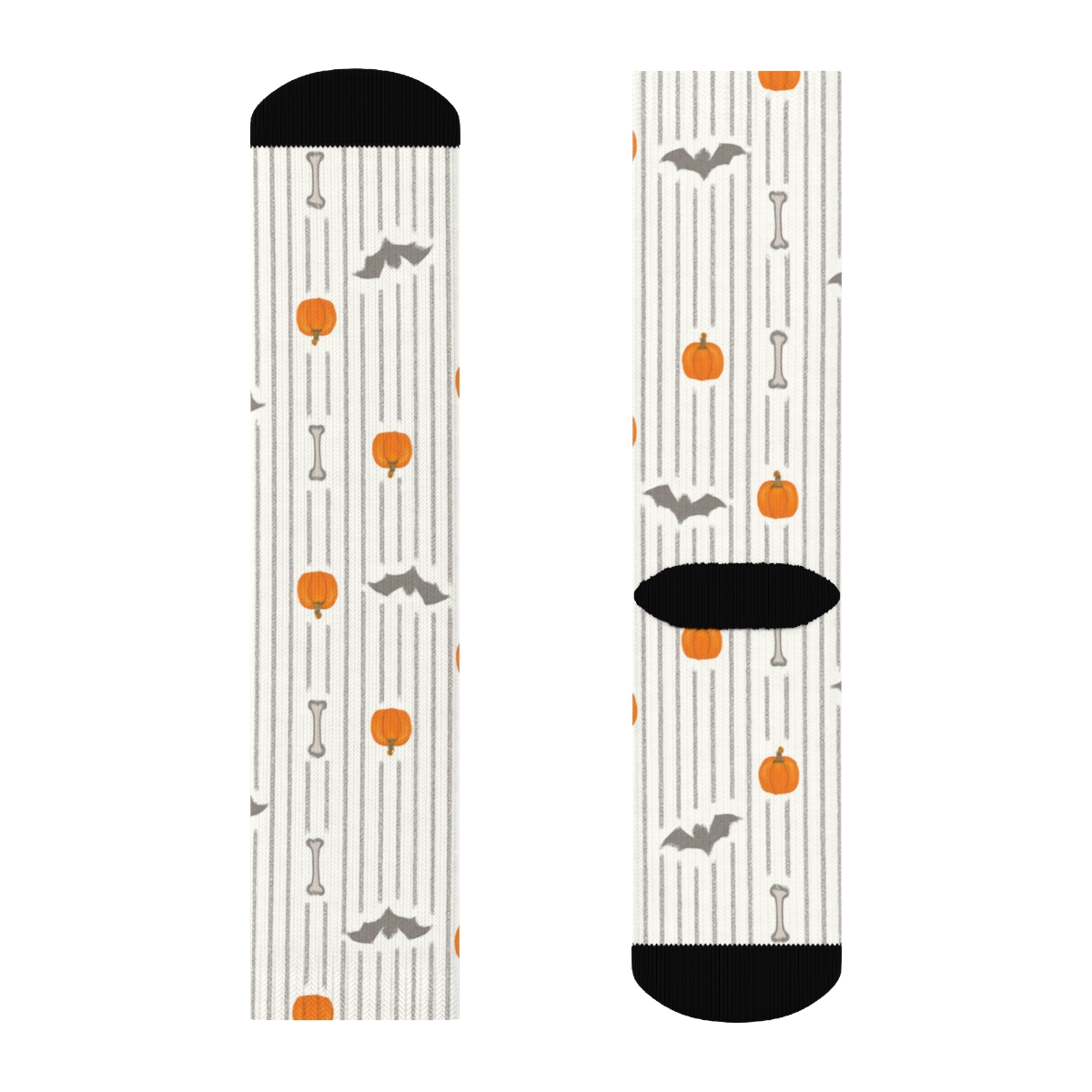 Bone Stripe And Pumpkin Rhythm On White Background custom crew socks