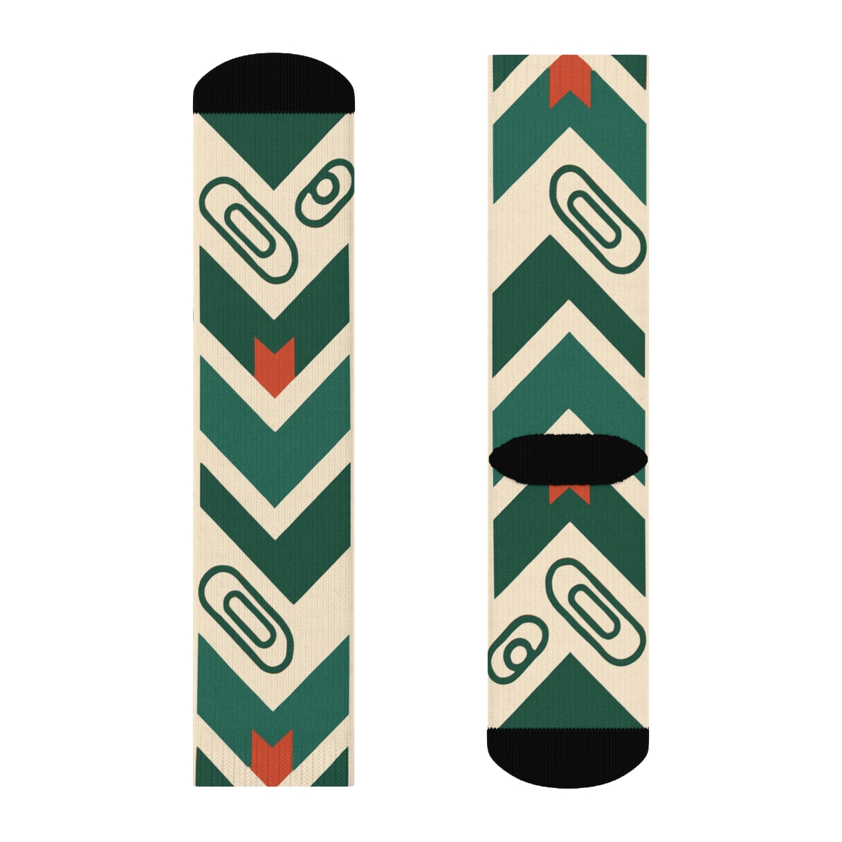 Bookmark Chevron In Librarian Green designer printed crew socks