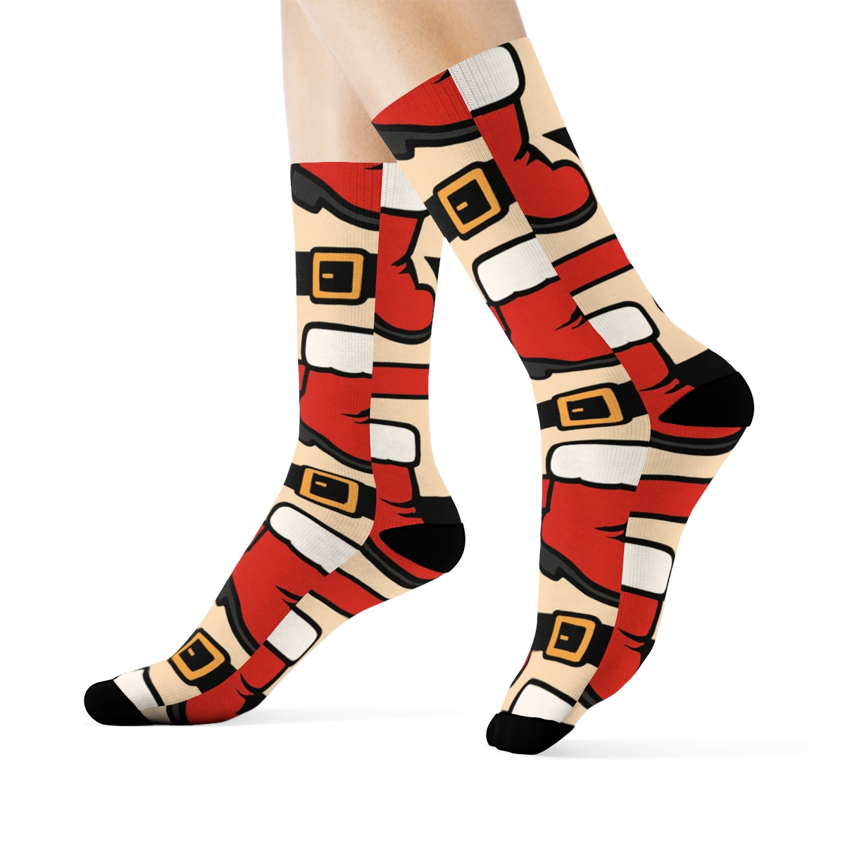 Boot And Belt Rhythm Pattern Santa Edition custom crew socks