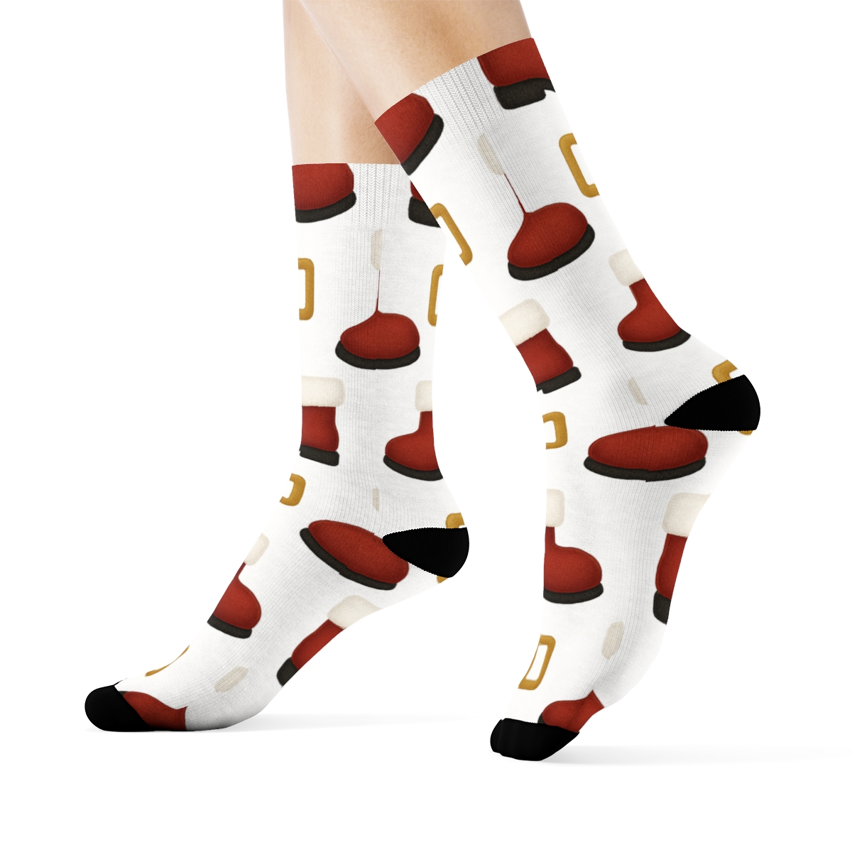 Boot And Buckle Santa Pattern custom crew socks