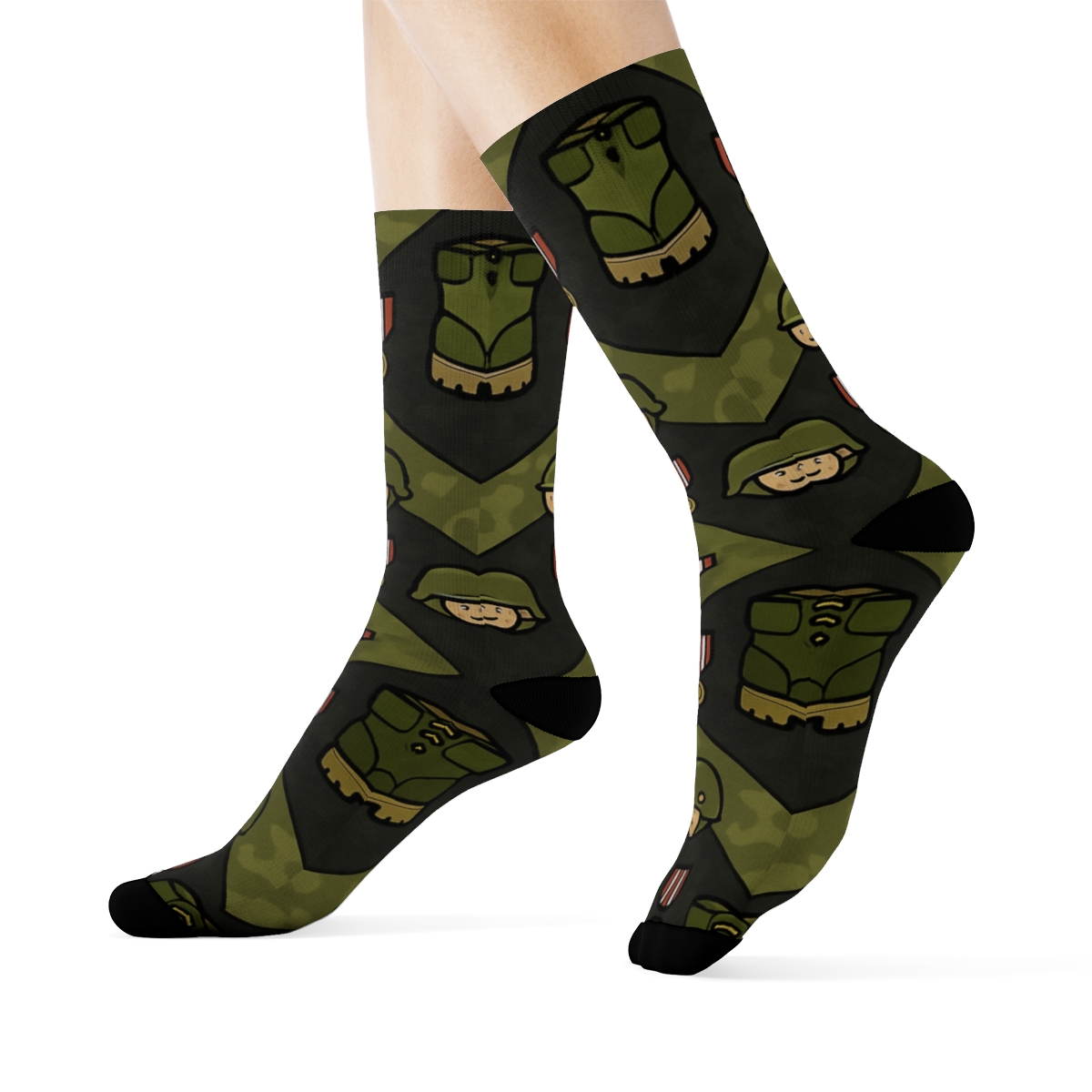 Boot Chevron With Soldier Icons comfortable cotton crew socks