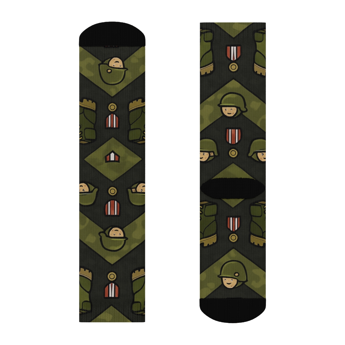 Boot Chevron With Soldier Icons comfortable cotton crew socks
