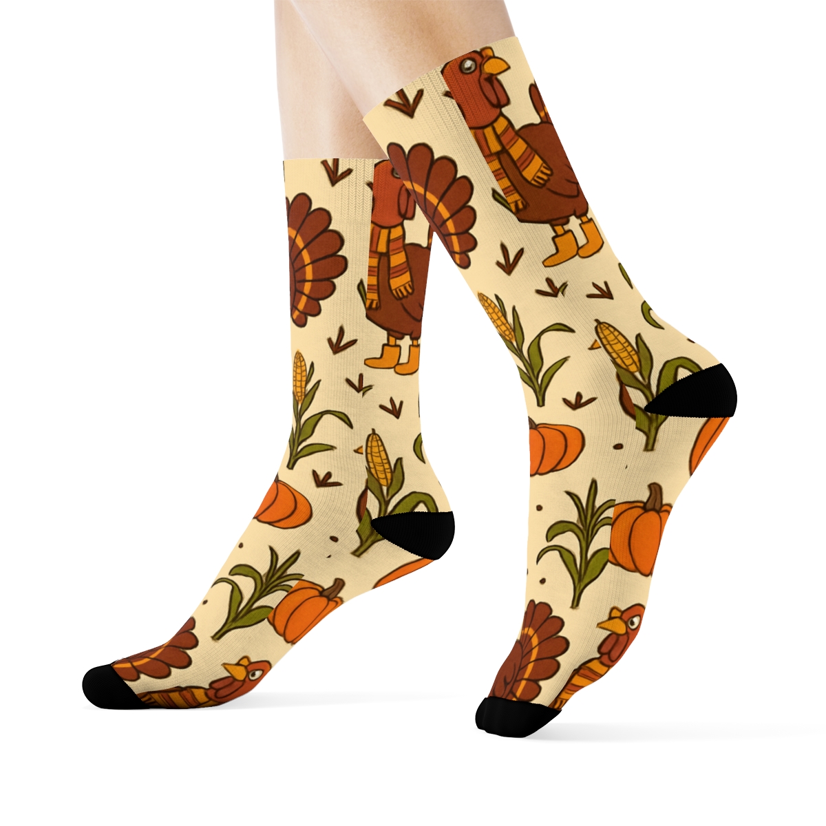 Boot Scootin Turkey Harvest Parade comfortable cotton crew socksBoot Scootin Turkey Harvest Parade Crew Socks - Image 3