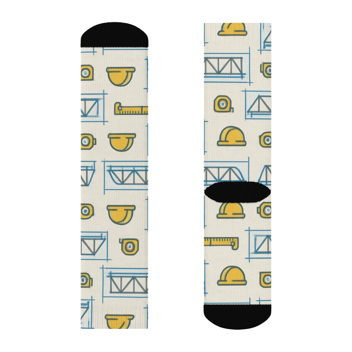 Bridge Blueprint Parade For Civil Engineer unique graphic crew socks