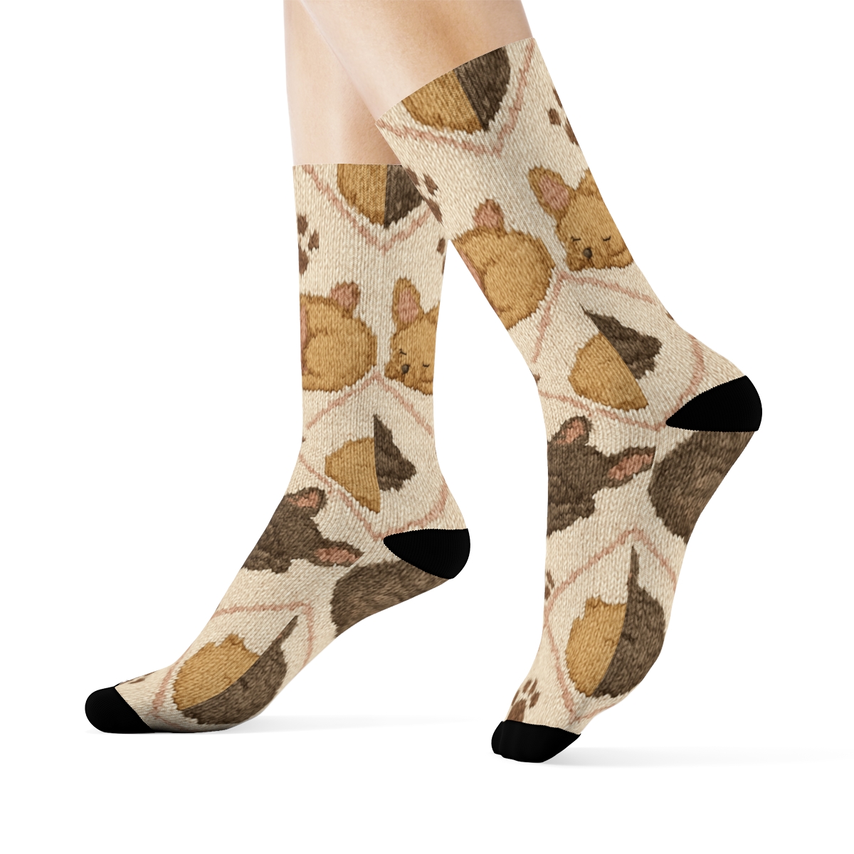 Brindle Bulldog Knit Illusion Diamond Tiling premium sports crew socks