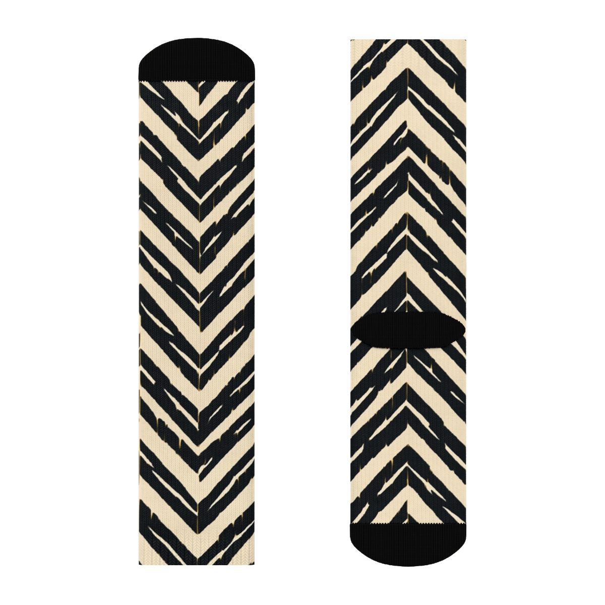 Broken Chevron Zebra On Warm Cream unique graphic crew socks