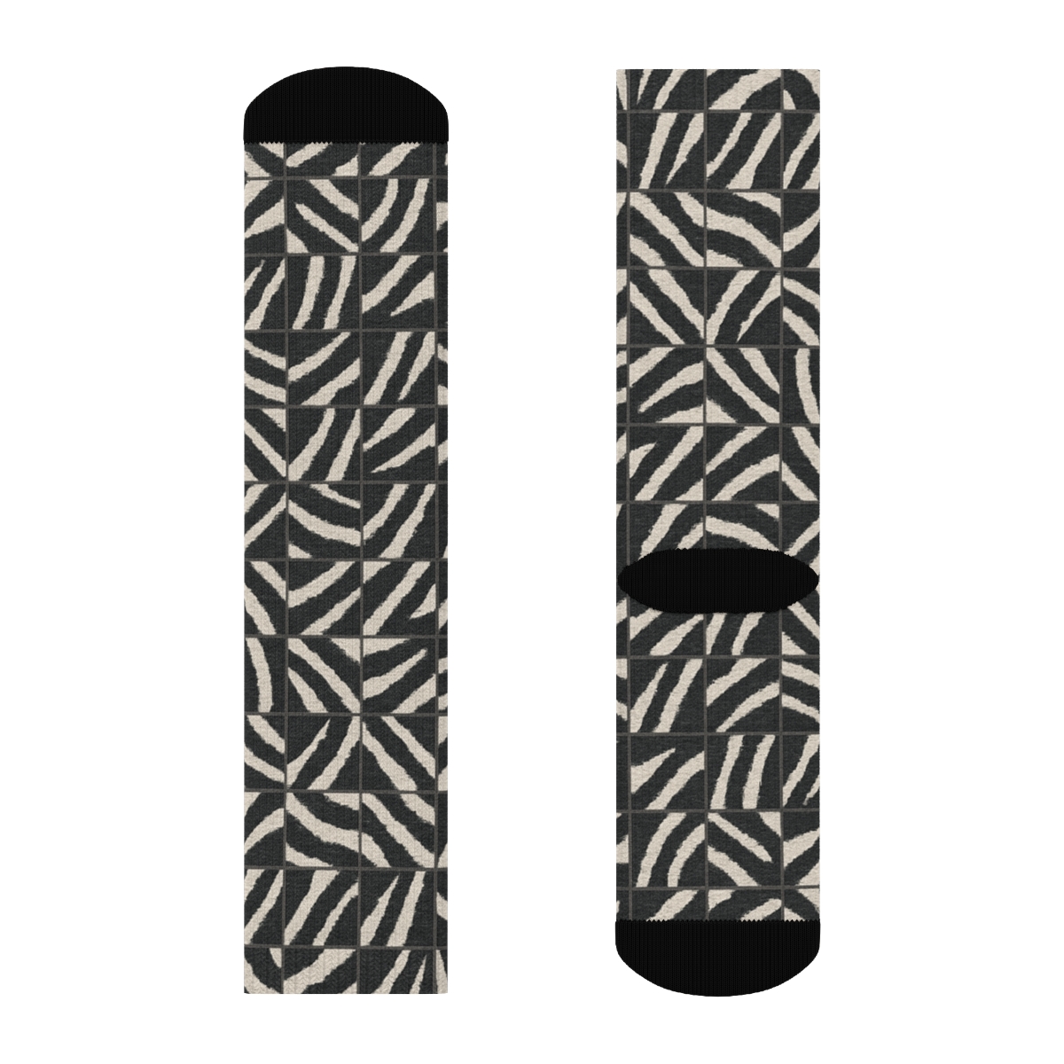 Broken Zebra Stripe Mosaic Tiles unique graphic crew socks
