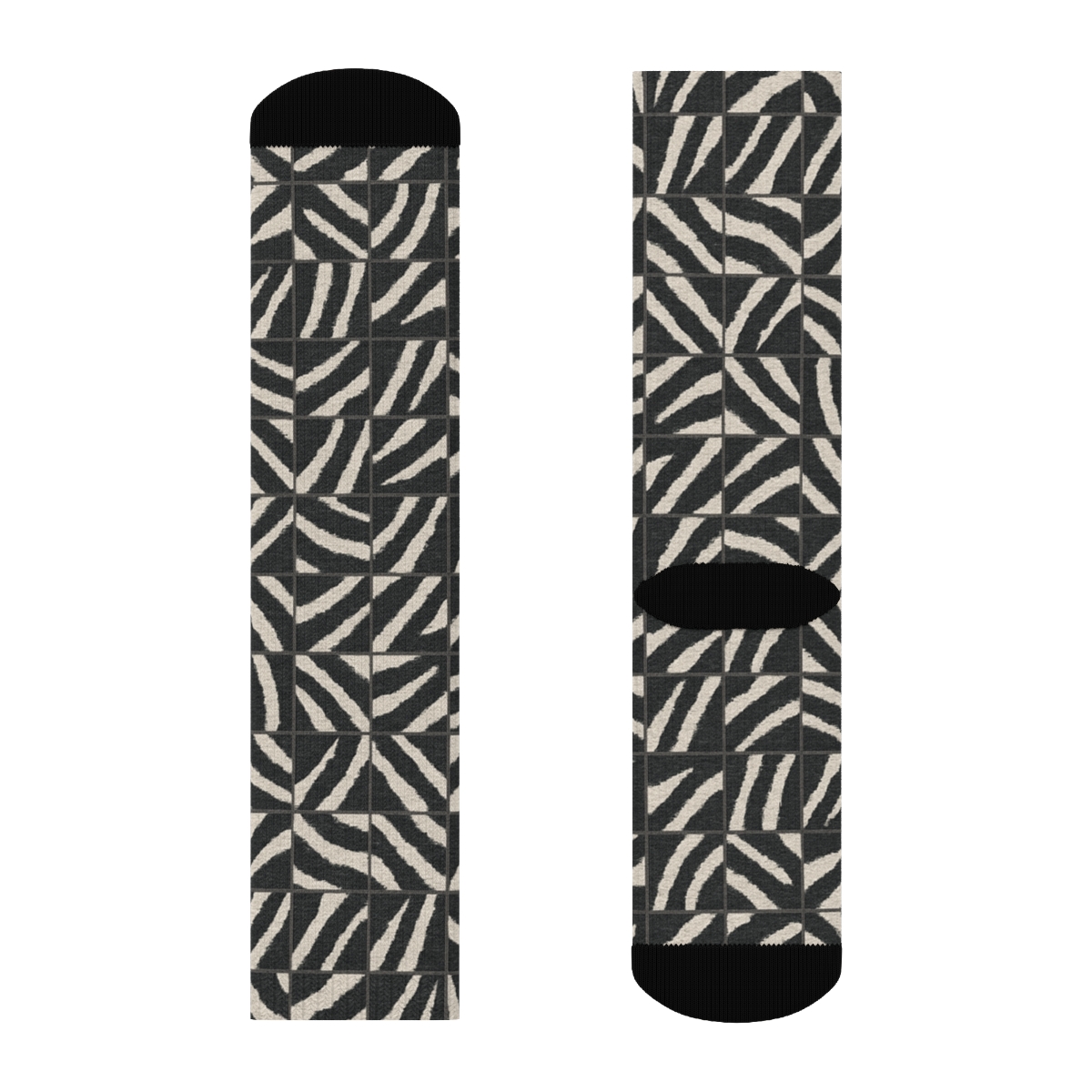 Broken Zebra Stripe Mosaic Tiles Crew Socks