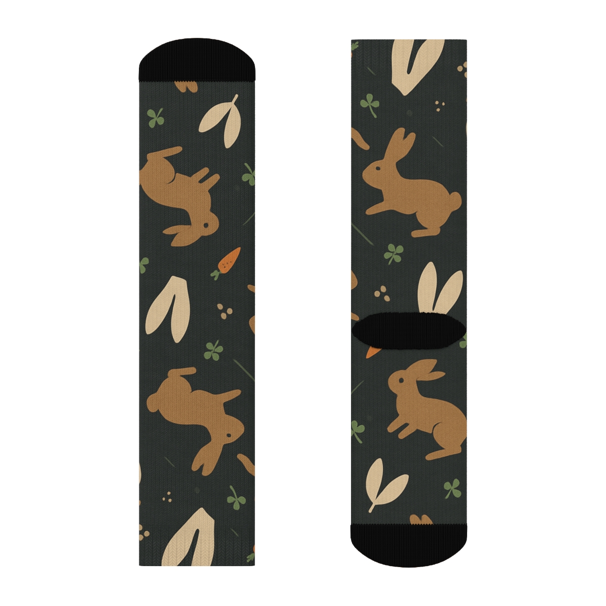 Bunny Silhouettes With Rabbit Lunar Tessellation comfortable cotton crew socks