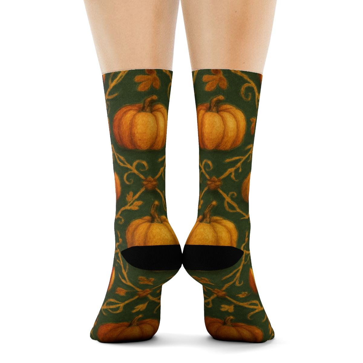 Burnt Orange Pumpkin Patch Lattice unique graphic crew socks
