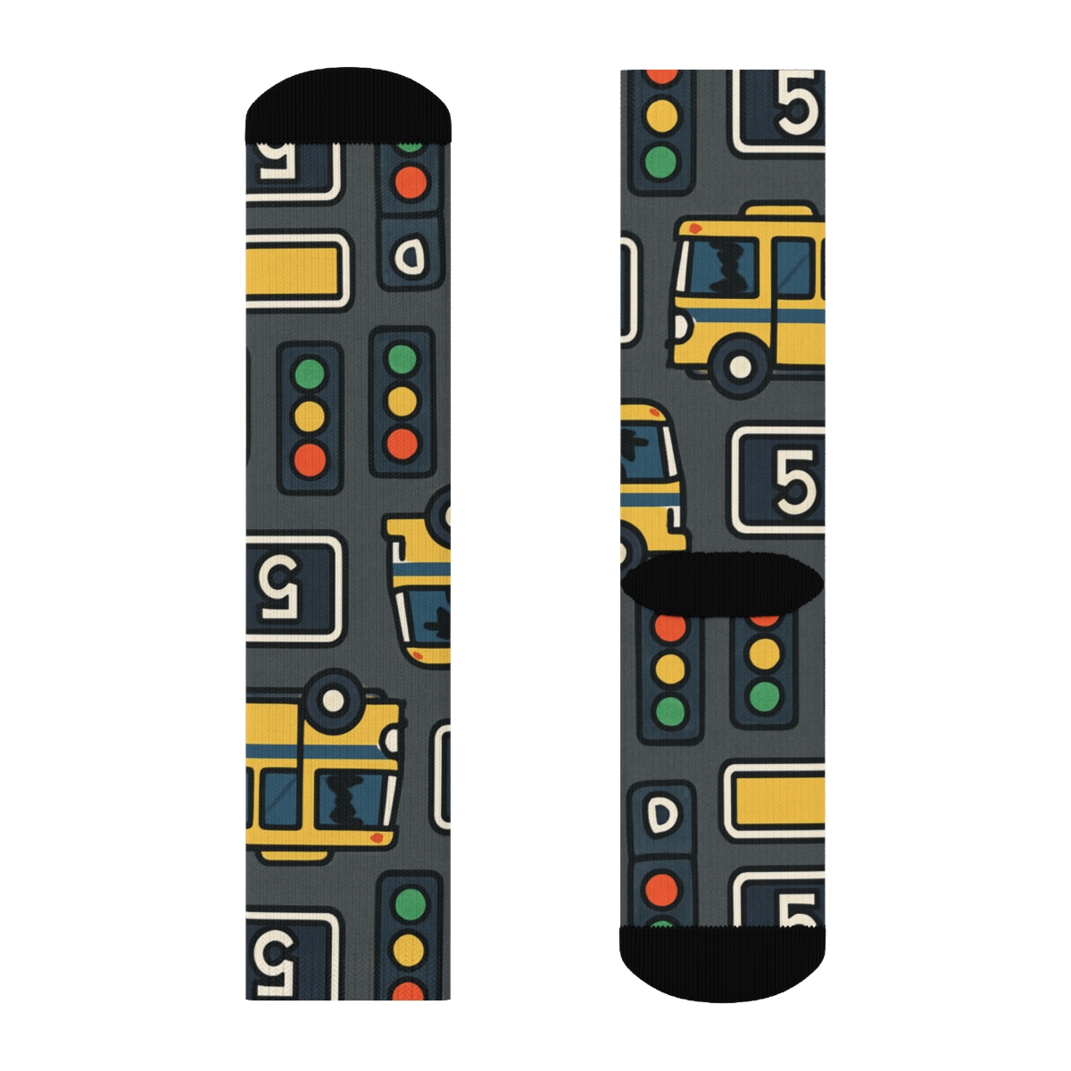 Bus Driver Night Route Grid unique graphic crew socks