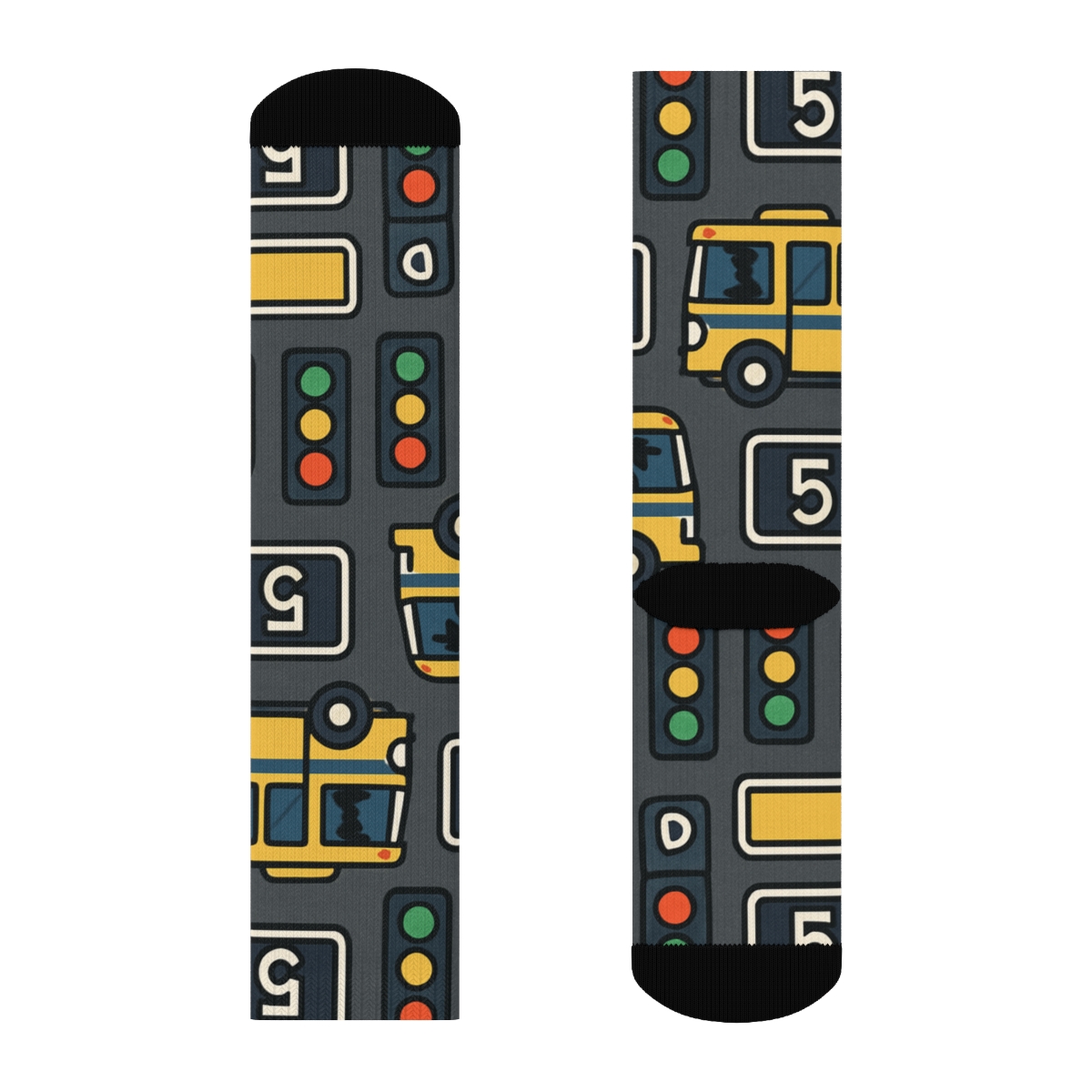 Bus Driver Night Route Grid unique graphic crew socks