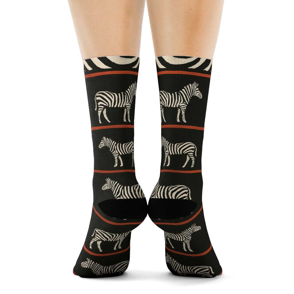 Crimson Zebra Crossing Poster Stripe Bands designer printed crew socks