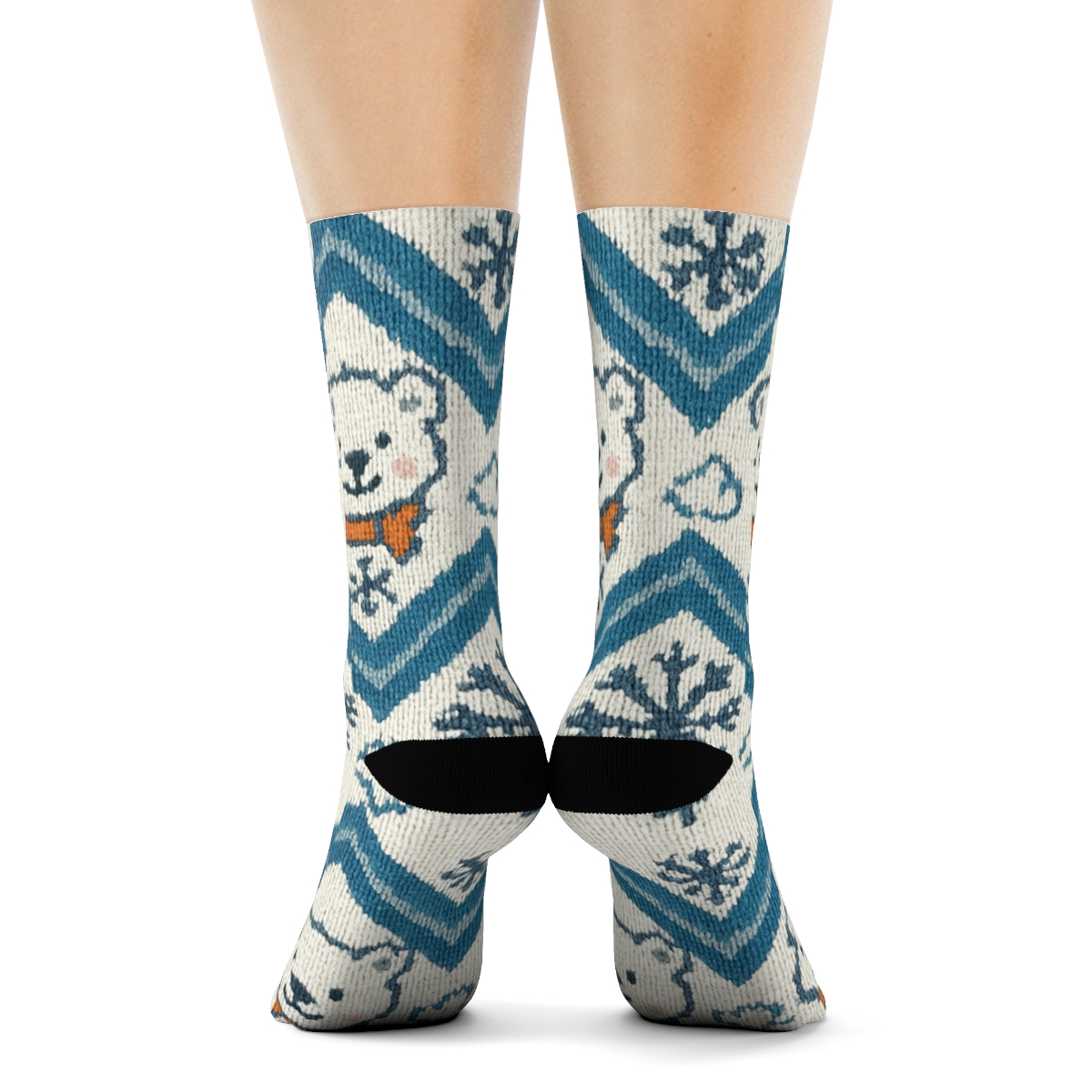 Polar Bear Knitted Chevron Snow Party personalized crew socks