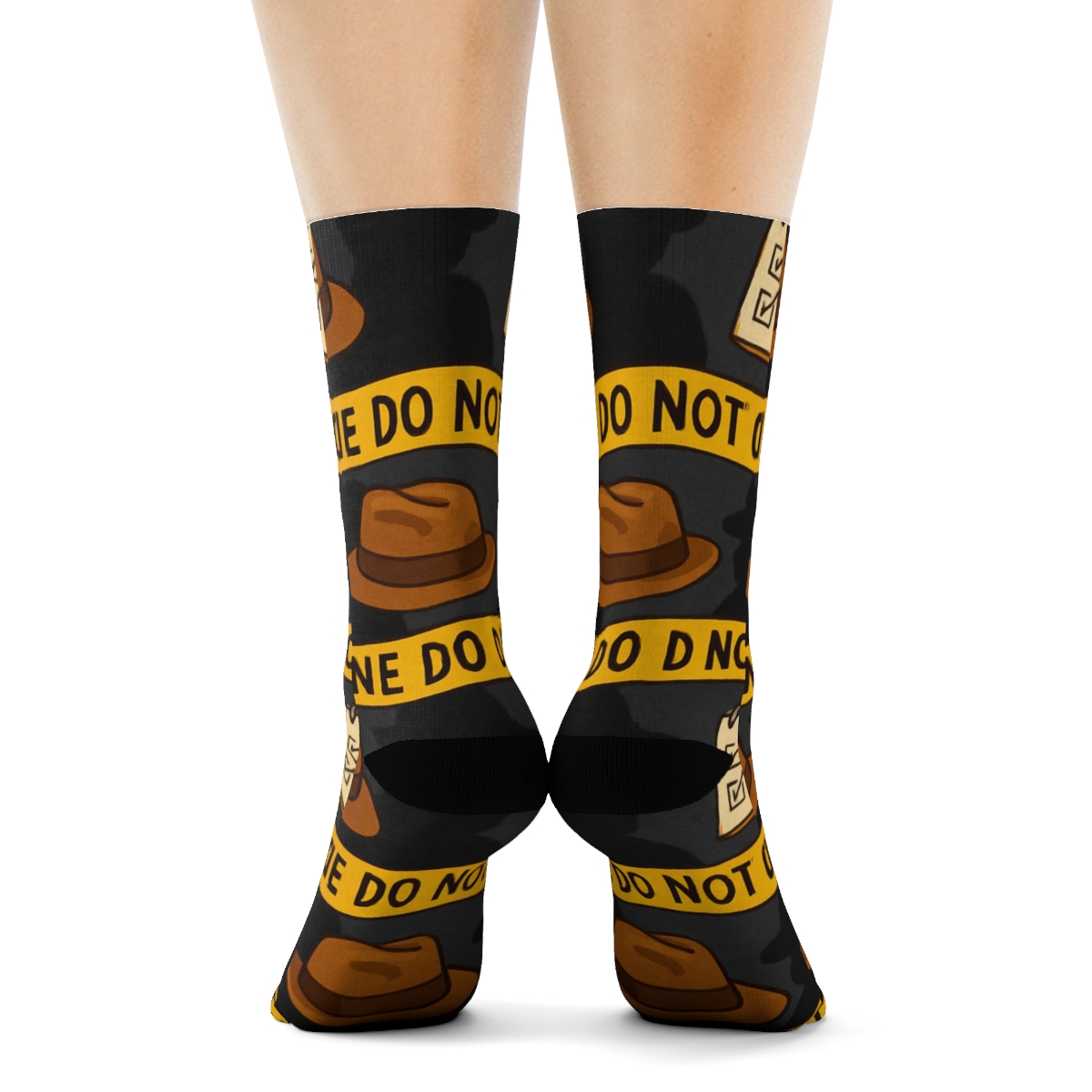 Police Detective Crime Tape Wave Grid stylish athletic crew socksPolice detective Crime Tape Wave Grid Crew Socks - Image 4