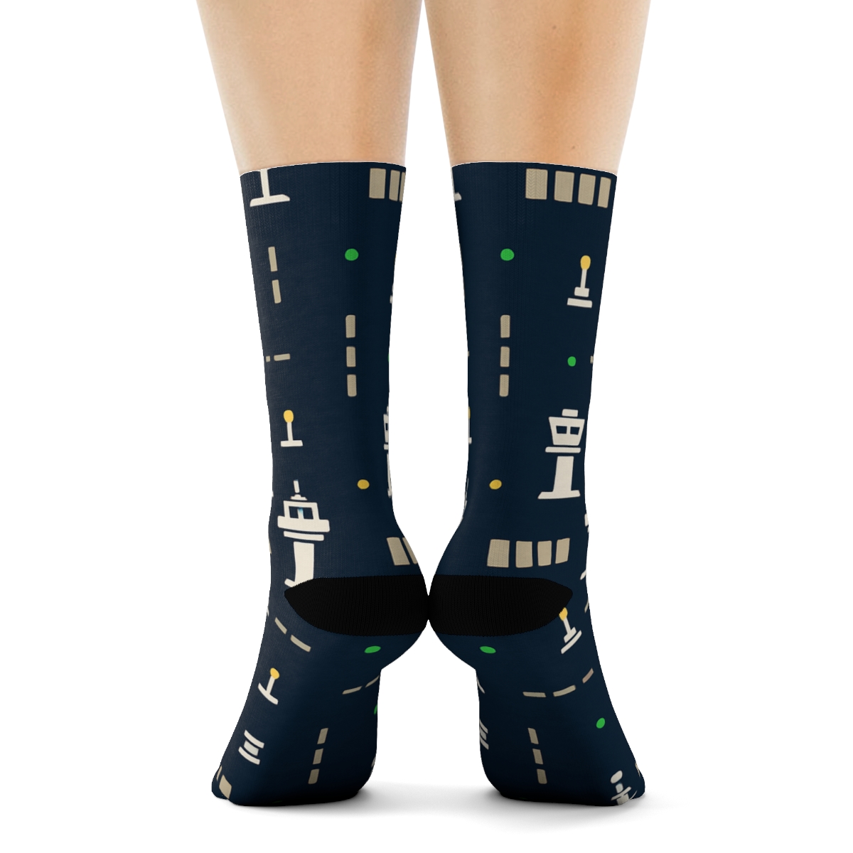 Runway Light Lattice, Air Traffic Controller Edition trendy patterned crew socks