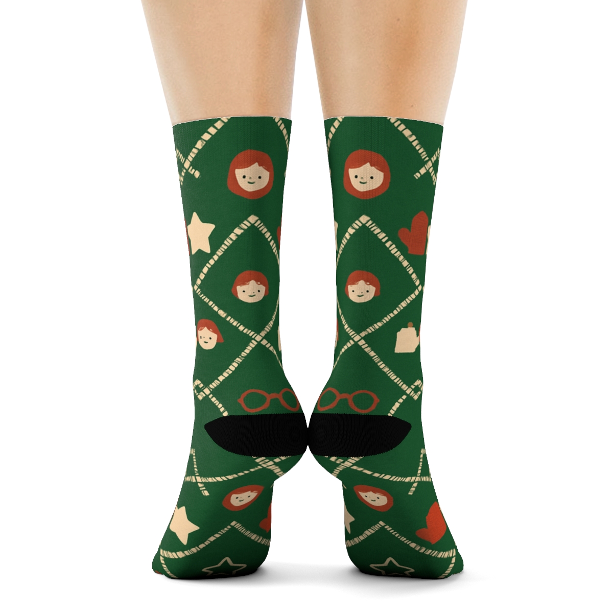 Apron Lattice With Mrs Claus Kitchen Trinkets soft everyday crew socks