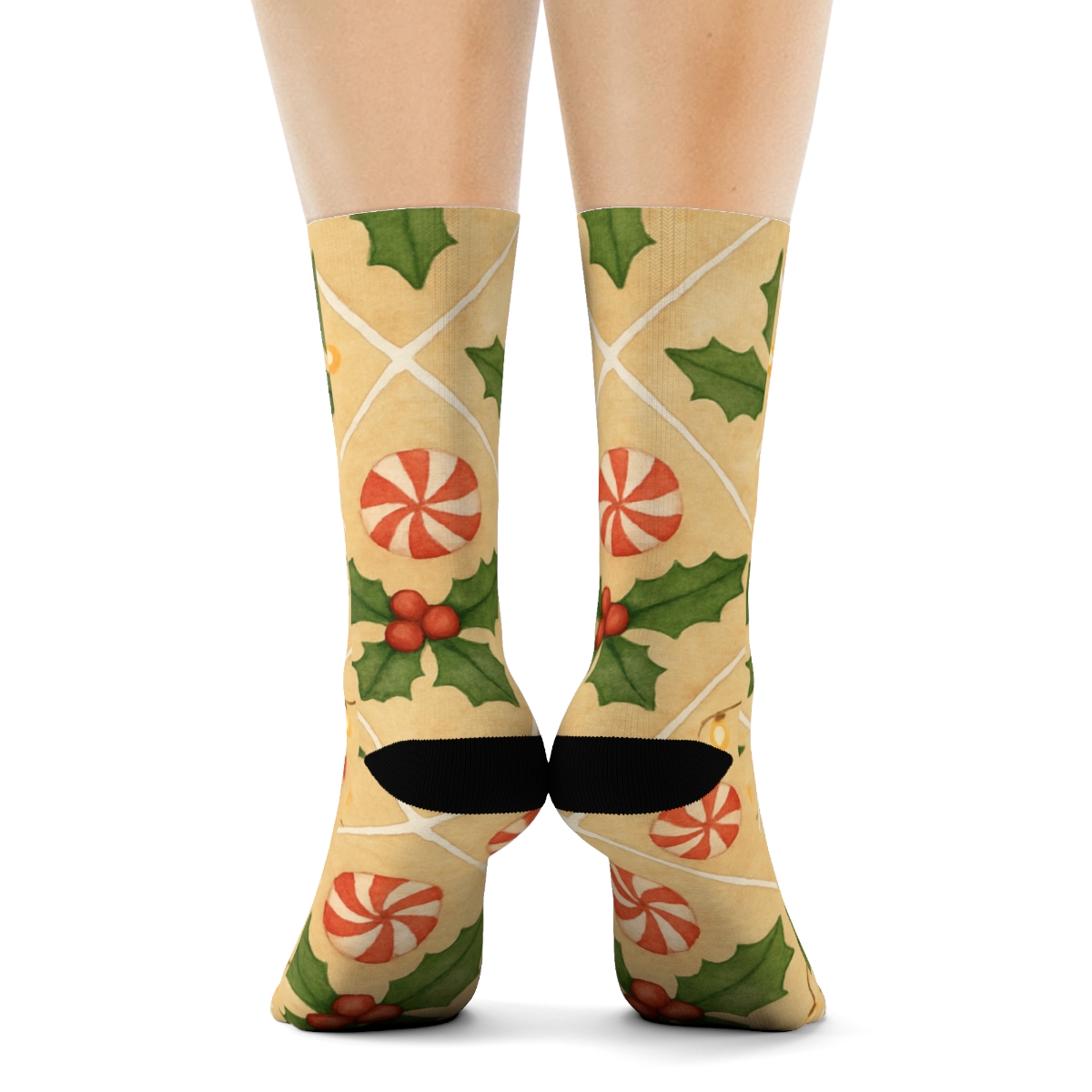 Gingerbread Cat Patchwork soft everyday crew socks