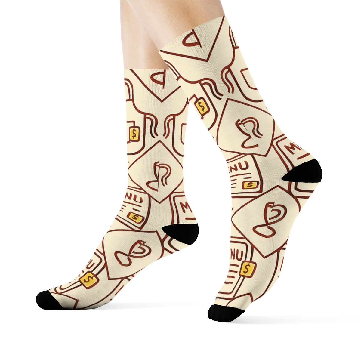 Culinary Lattice With Waitress Menu Boards stylish athletic crew socks