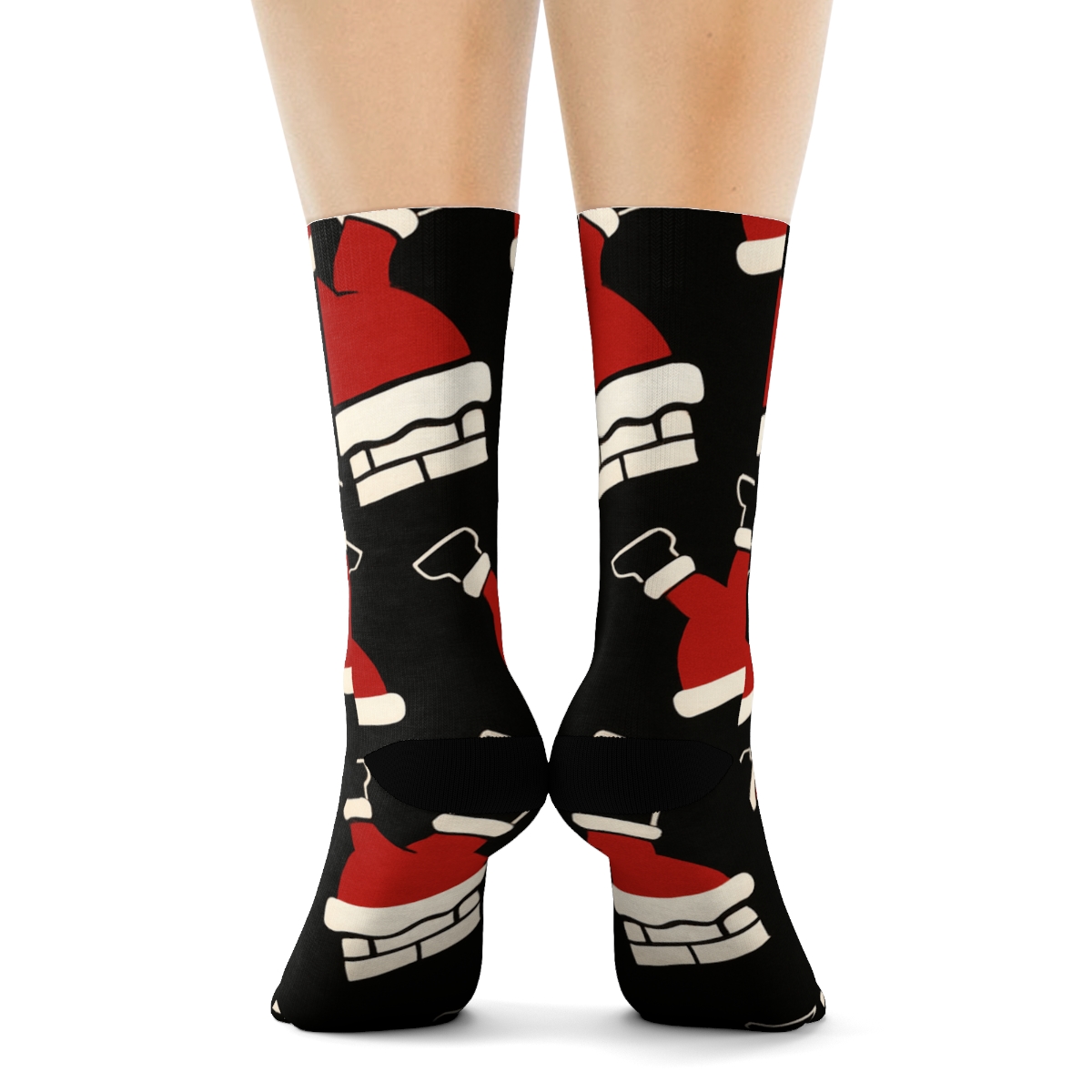 Crimson Chimney Pattern With Santa Silhouettes trendy patterned crew socks