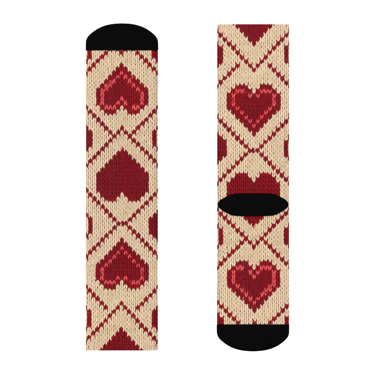 Knitted Illusion Valentine	S Classic Heart Lattice unique graphic crew socks
