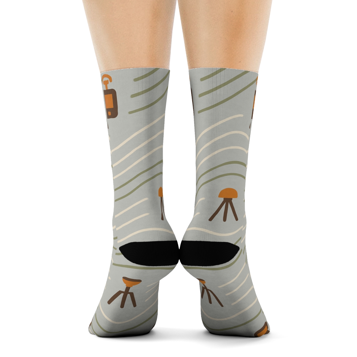 Contour Lines With Surveyor Signals Flow unique graphic crew socks
