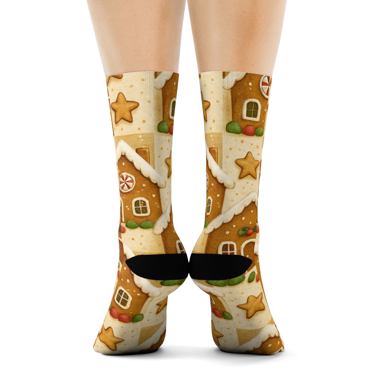 Gingerbread Houses Christmas Collage Tiles custom crew socks