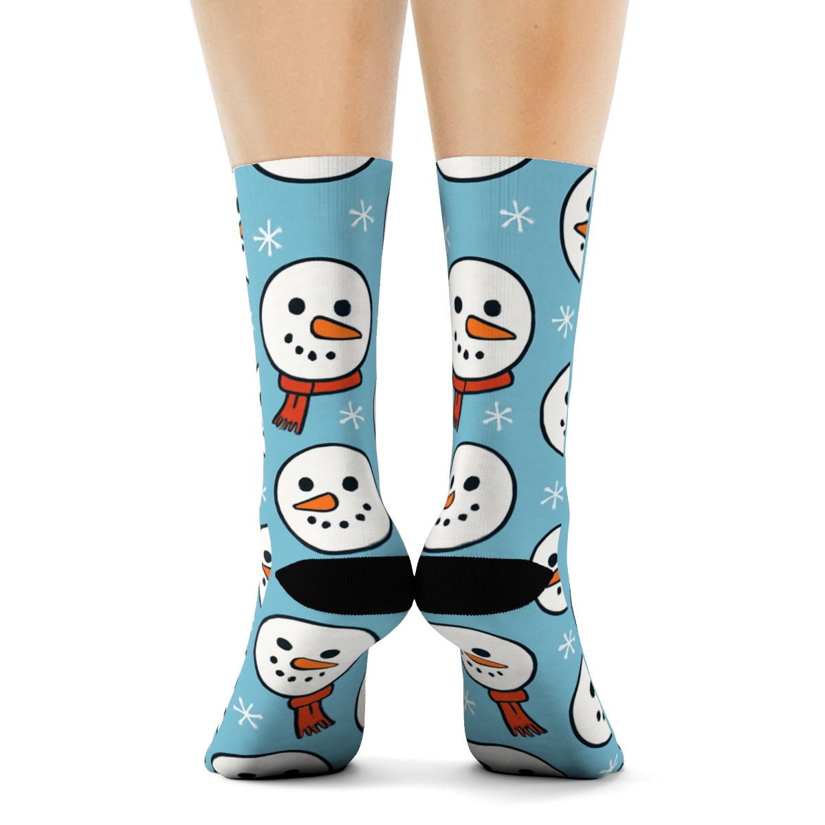 Snowman Polka Holiday Cheer designer printed crew socks