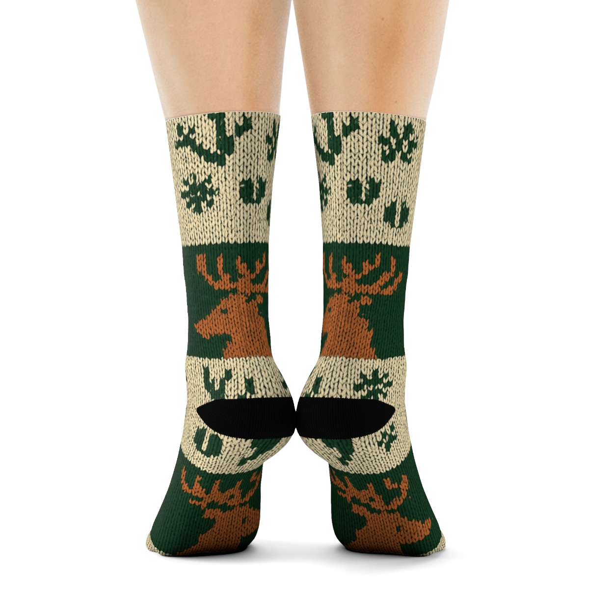 Reindeer Tundra Knit Illusion Grid soft everyday crew socks