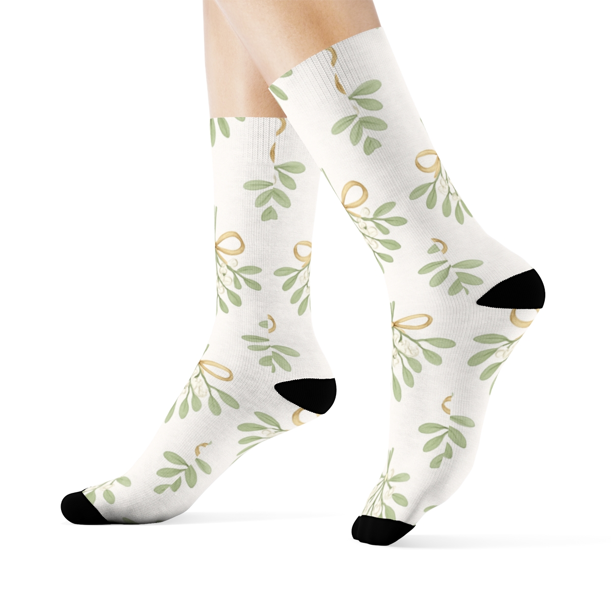 Mistletoe Rhythm On White Background personalized crew socks