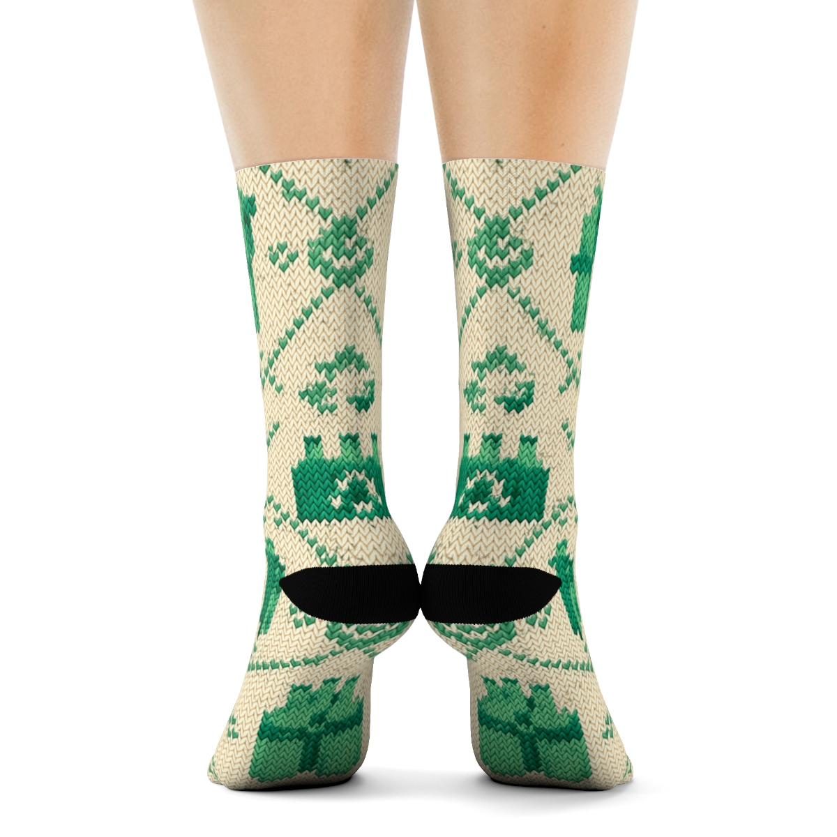 Recycling Plant Worker Knit Illusion Bin Lattice custom crew socks