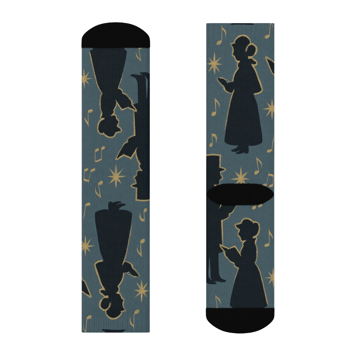 Starlight Caroler Xmas Silhouettes stylish athletic crew socks