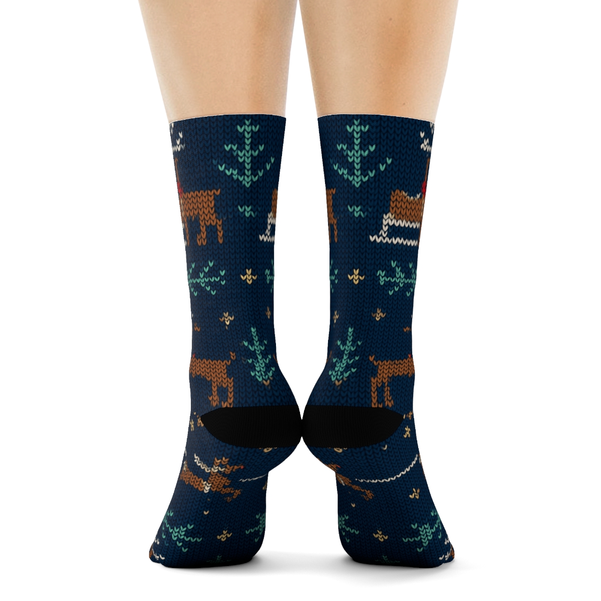 Nordic Knit Bands With Rudolph Sleigh Lead stylish athletic crew socks