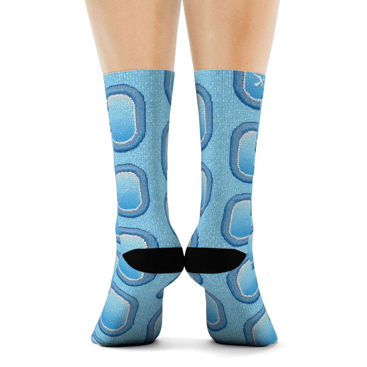 Airplane Window Lattice In Sky Blue unique graphic crew socks