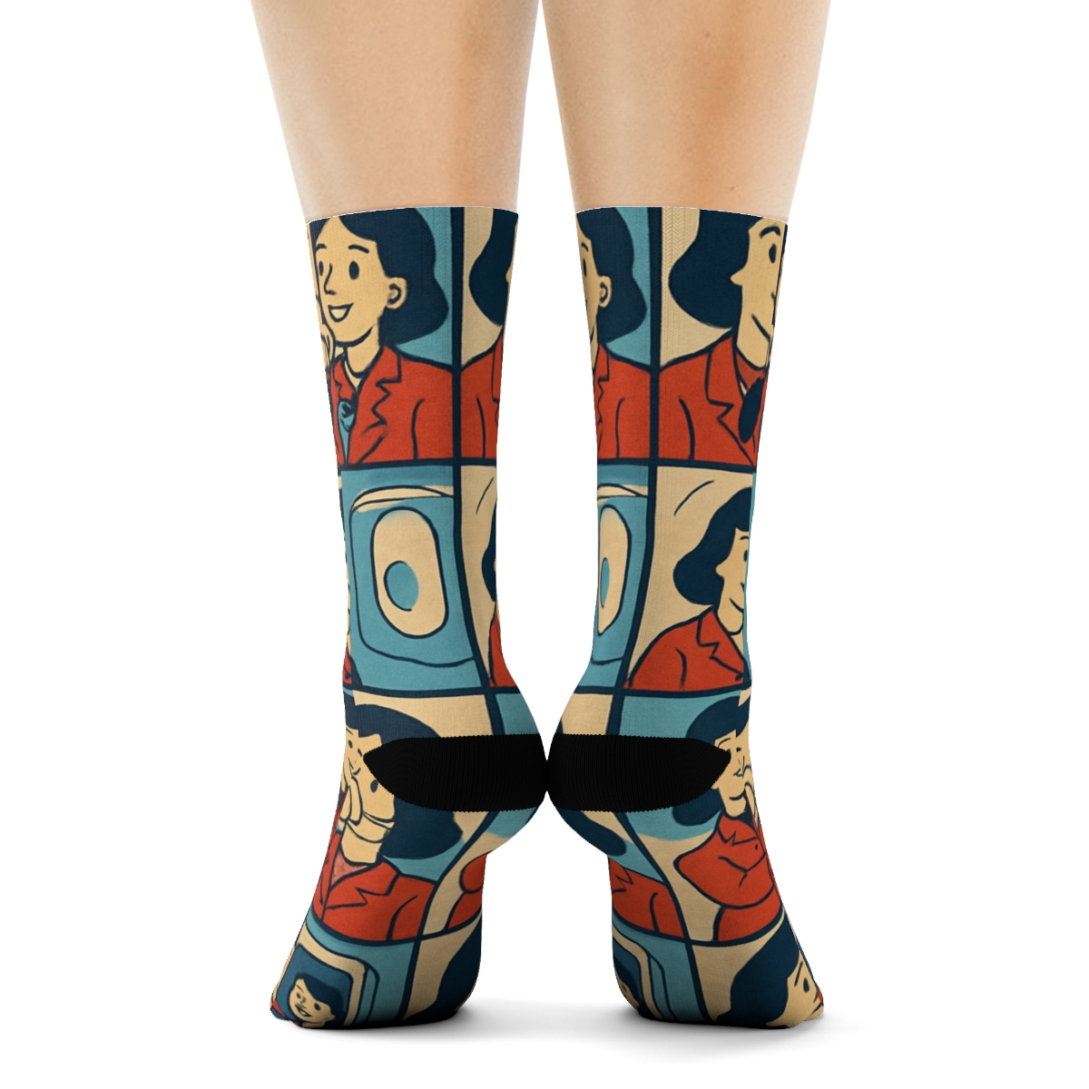 Flight Attendant Retro Safety Card Tiling trendy patterned crew socks