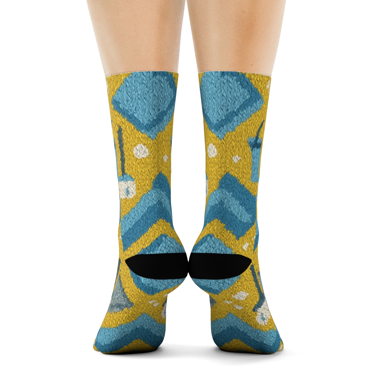Custodian-Inspired Tile Mop Chevron unique graphic crew socks