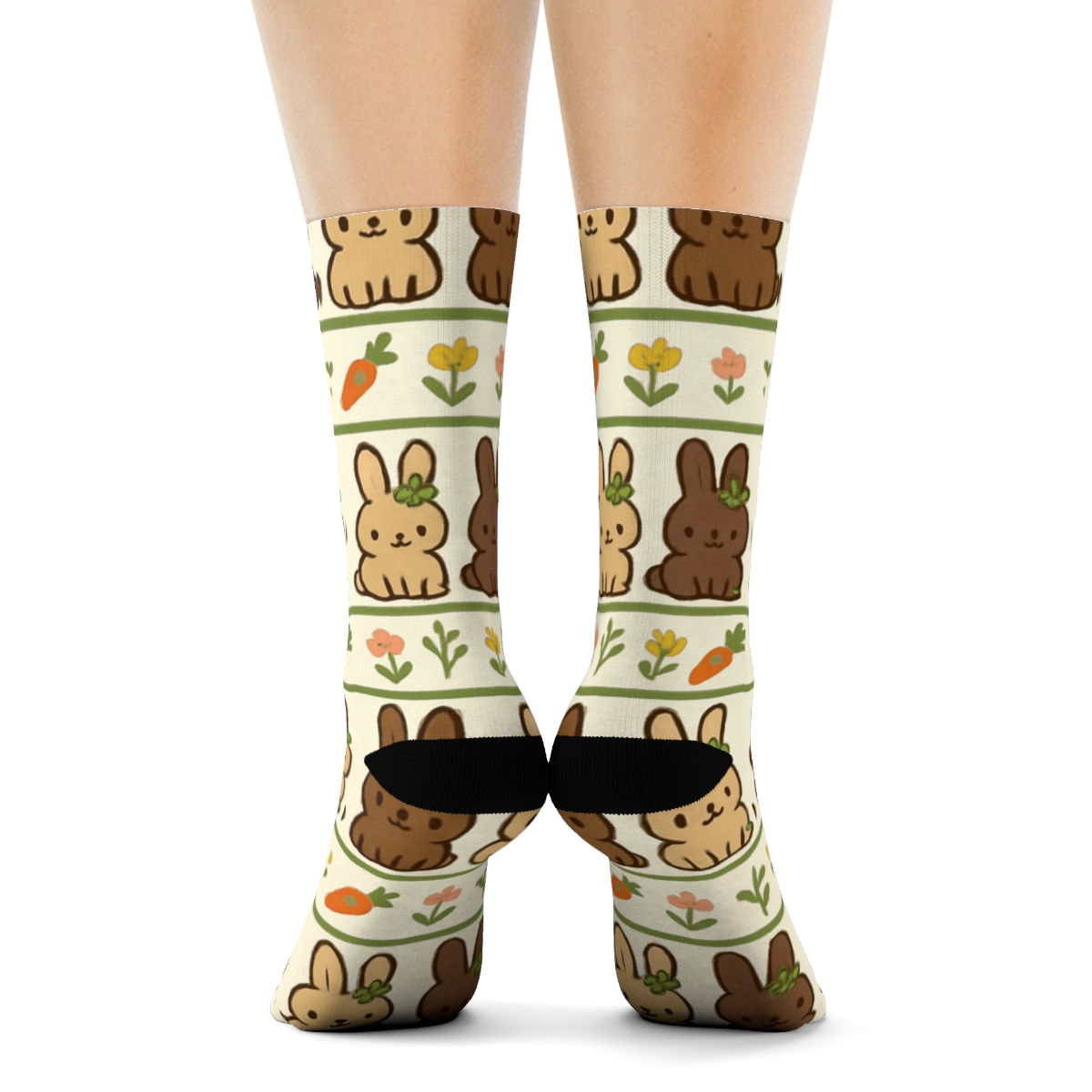 Rabbit Meadow Crown Stripe Pattern custom crew socks