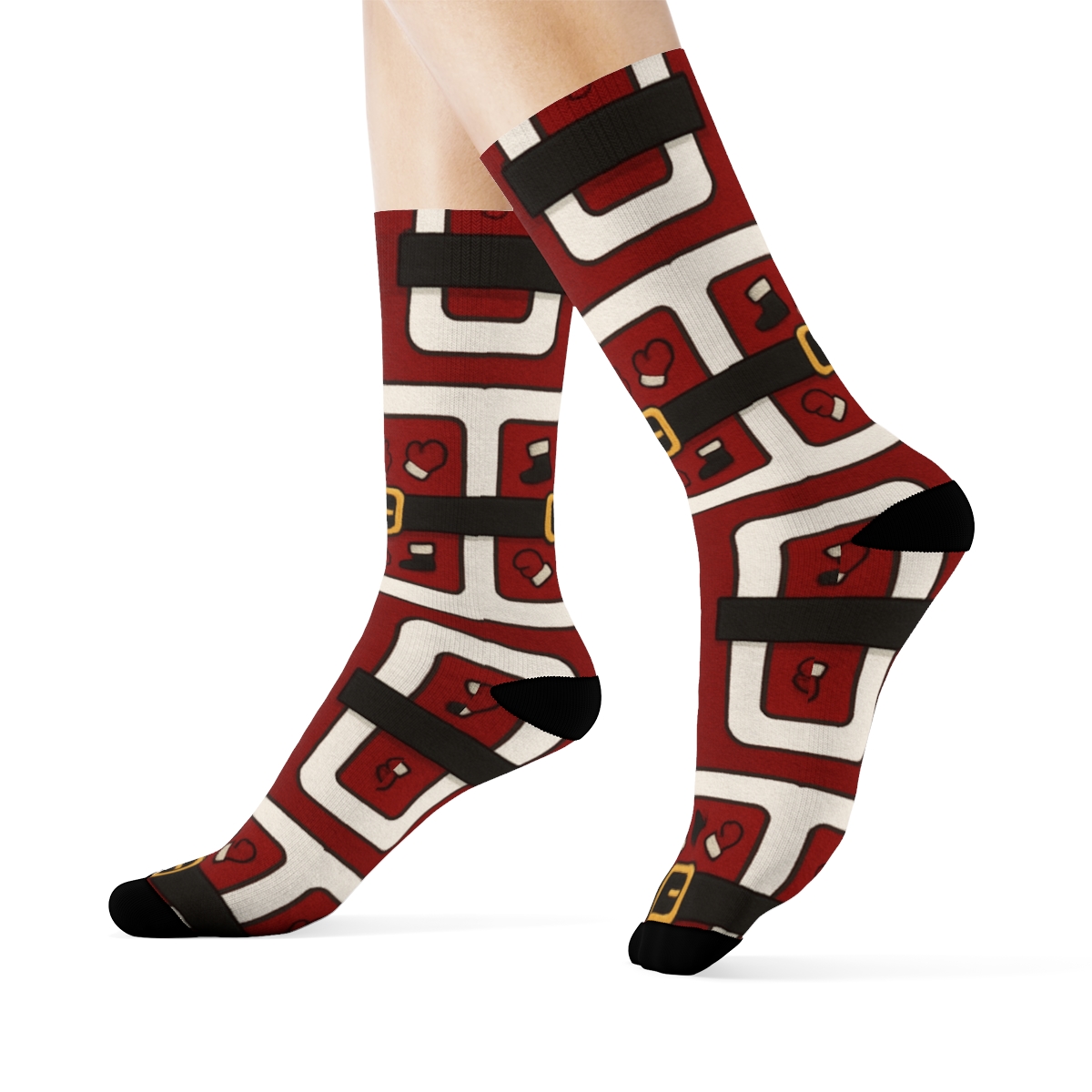 Belt Buckle Borders For Santa Pattern personalized crew socks