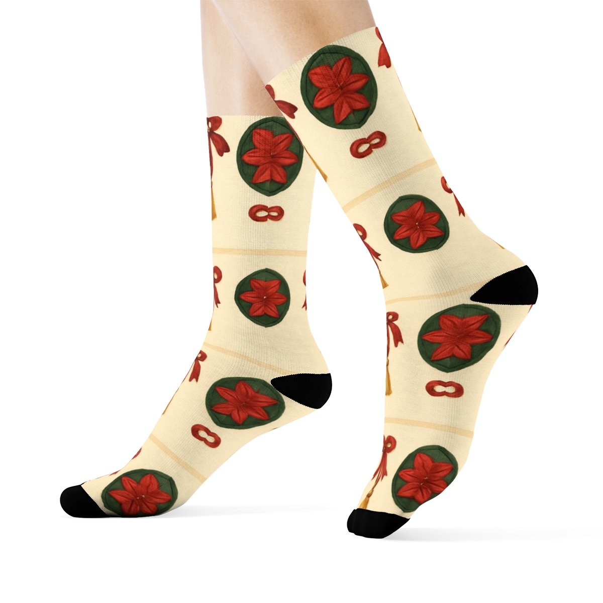 Lantern Procession Holiday Border Christmas stylish athletic crew socks