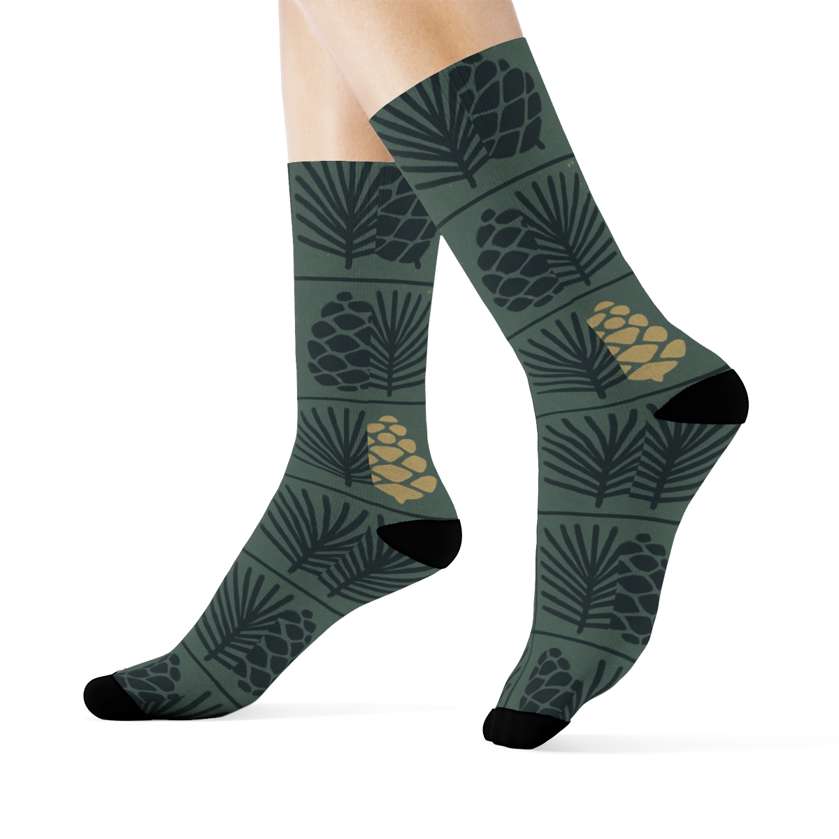 Needle Cluster Repeat Evergreen Branches Compound stylish athletic crew socks